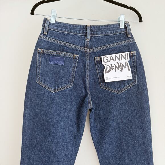 GANNI Jeans Womens 26 Betzy Slim Flare Dark Wash Blue Stone Minimalist Staple - Picture 6 of 16
